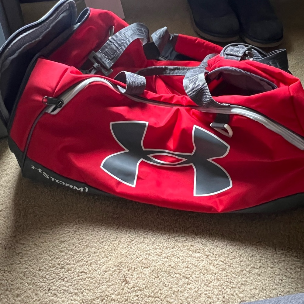 Under Armour Red and Gray Storm Duffel Bag